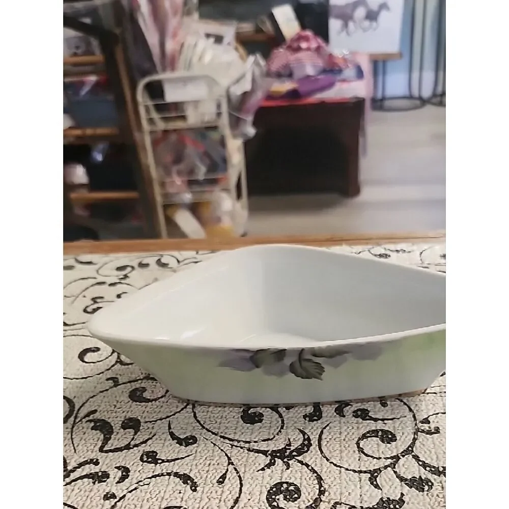 Floral Porcelain Trinket Dish with Yellow Rose Design